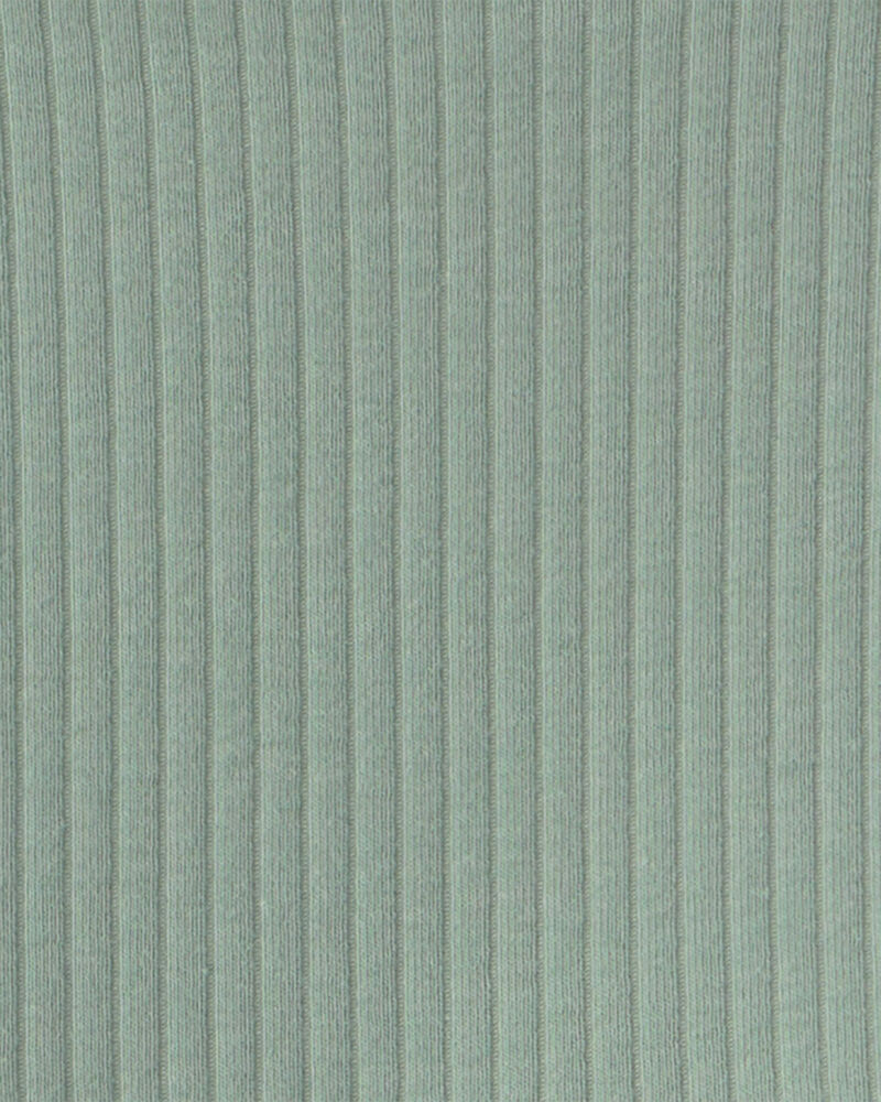Toute-petite fille &ndash; Haut p&eacute;plum manches longues en tissu c&ocirc;tel&eacute; &ndash; Vert, image 2 sur 2 diapositives