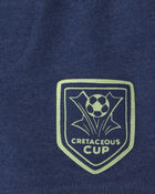 Baby Boy Dinosaur Soccer French Terry Shorts - Navy Blue, image 4 of 5 slides