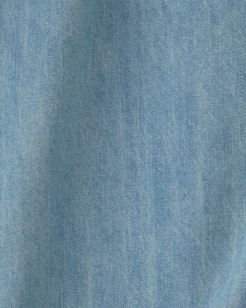 Girls Cropped Denim Tie-Front Top - Blue, 