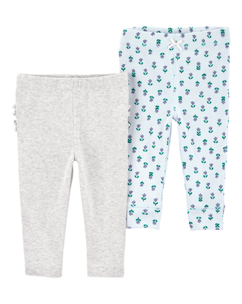 Baby 2-Pack Floral Pull-On Pants, 