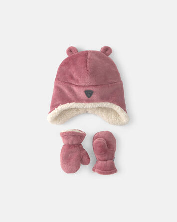 B&eacute;b&eacute; fille - Ensemble tuque et mitaines en sherpa Kombi - Baie, 