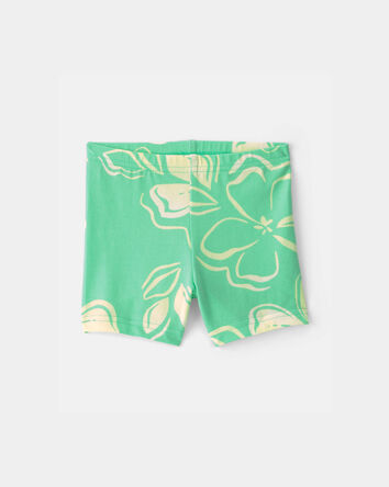 Baby Girl Floral Bike Shorts - Green, 
