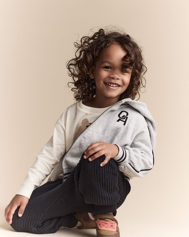 Toddler Boy Zip-Up Hoodie - Heather Grey, image 5 of 7 slides