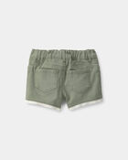 Baby Girl Eyelet Trim Twill Shorts - Olive, image 2 of 4 slides
