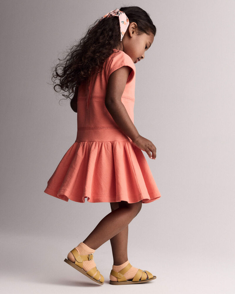 Tout-petit fille - Robe taille basse et manches courtes &ndash; Orange, image 5 sur 6 diapositives