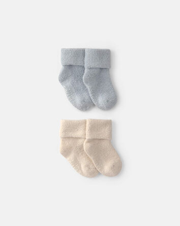 B&eacute;b&eacute; - Emballage 4 paires de chaussons pour b&eacute;b&eacute; - Bleu/Ivoire, 