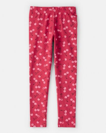 Girls Cherry Pull-On Stretch Leggings - Pink, 