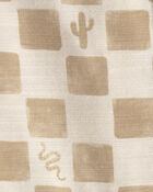 B&eacute;b&eacute; gar&ccedil;on - Chemise boutonn&eacute;e &agrave; manches courtes, motif cactus et carreaux - Beige, image 2 sur 2 diapositives