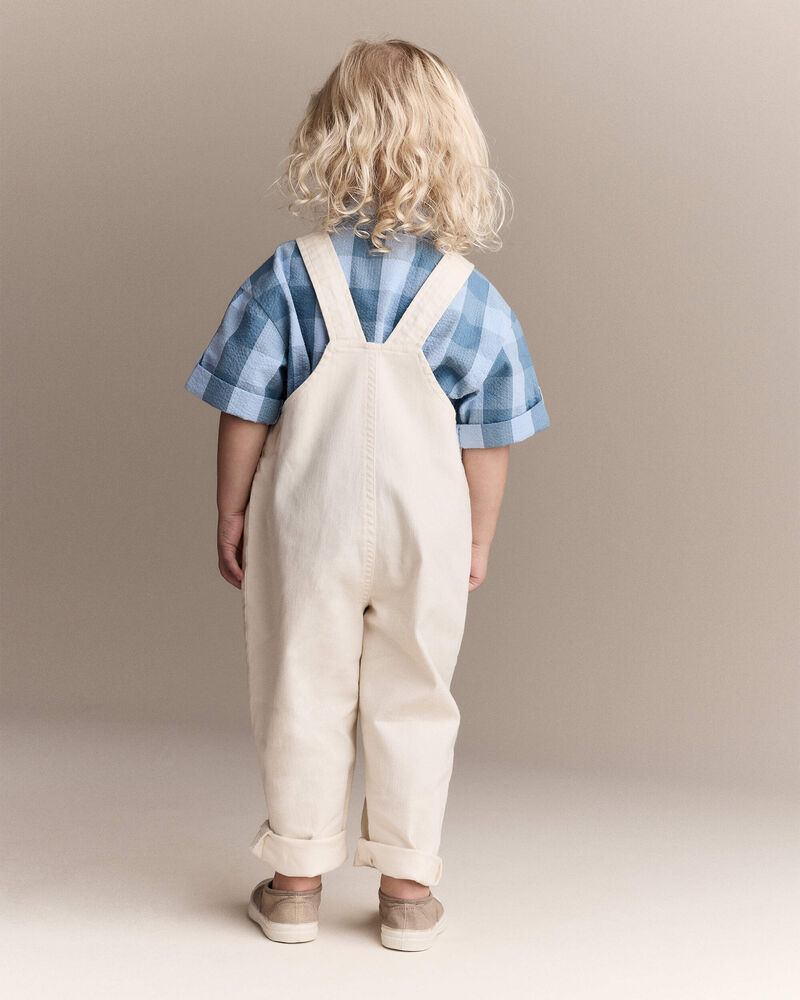 Toddler Let's Eat' Overall with Kanga Pocket - Cream, image 5 of 6 slides