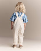 Toddler Let's Eat' Overall with Kanga Pocket - Cream, image 5 of 6 slides