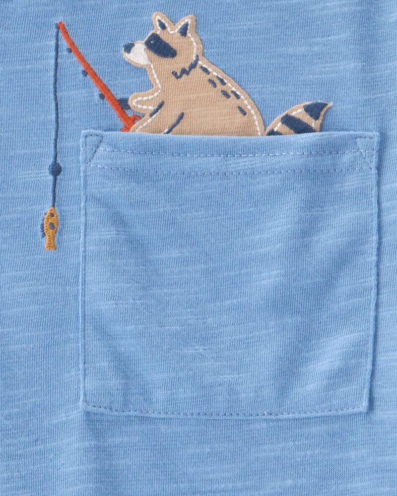 Toddler Boy 2-Piece Fishing Raccoon Loose Fit Pajamas, image 3 of 4 slides