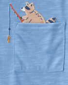 Toddler Boy 2-Piece Fishing Raccoon Loose Fit Pajamas, image 3 of 4 slides