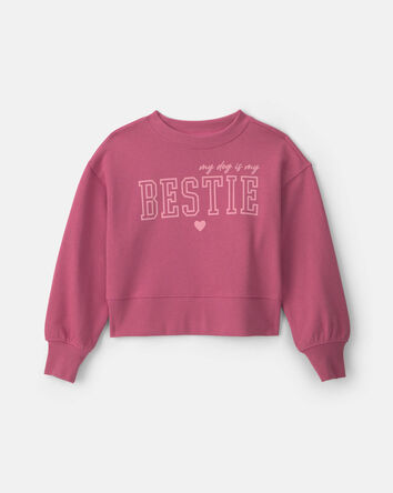 Girls 'Bestie' French Terry Long-Sleeve Pullover Sweatshirt - Pink, 