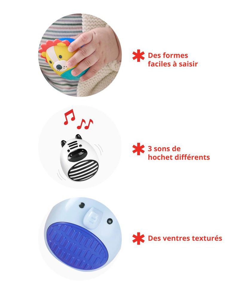 Ensemble de 3 hochets &agrave; &oelig;ufs Jungle Beats Baby, image 3 sur 5 diapositives