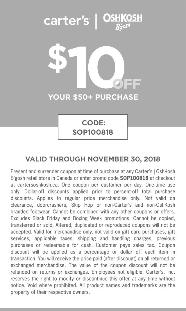 carters canada coupon online
