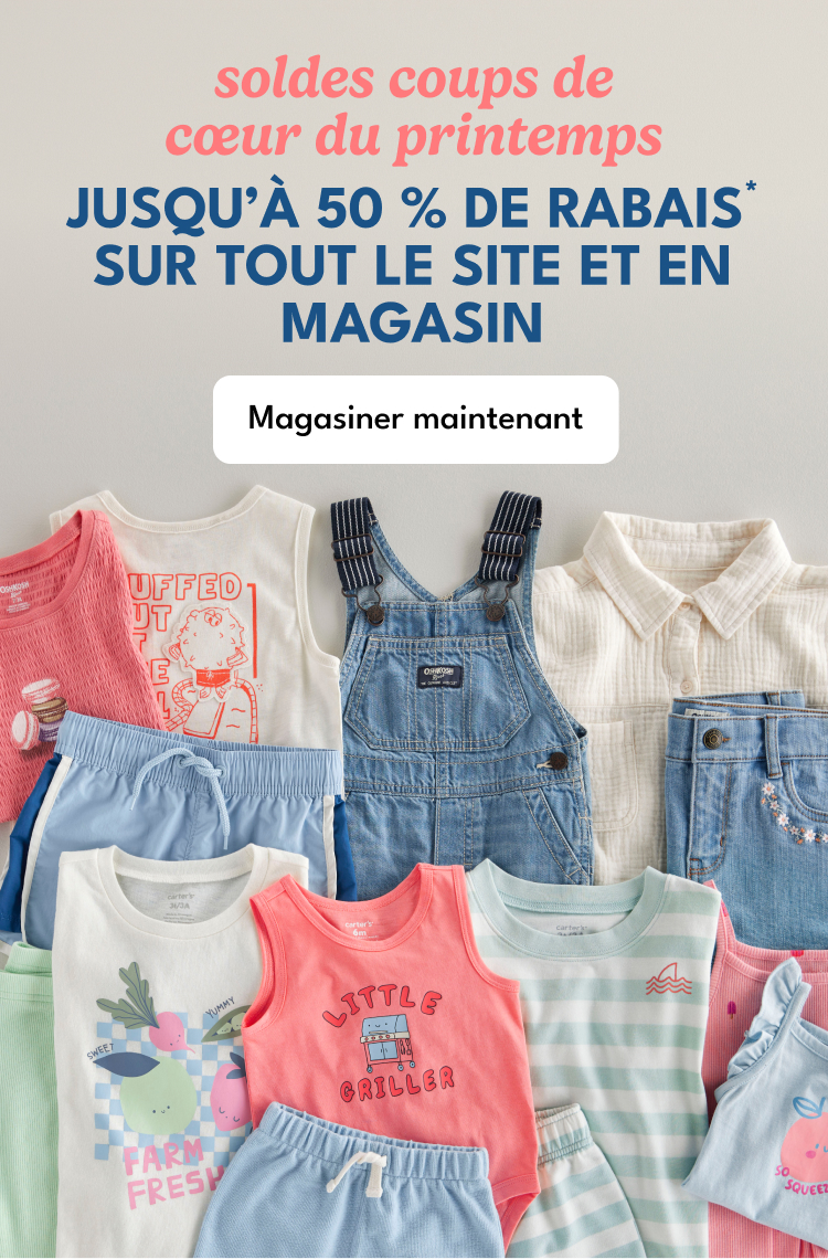 JUSQU’À 50 % DE RABAIS* SUR TOUT LE SITE ET EN MAGASIN