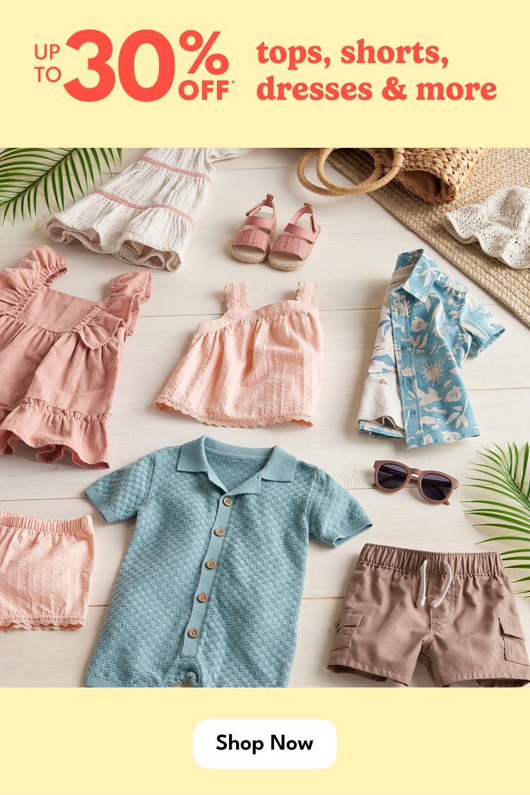 UP TO 30% OFF | tops, shorts, dresses & more | Shop Now