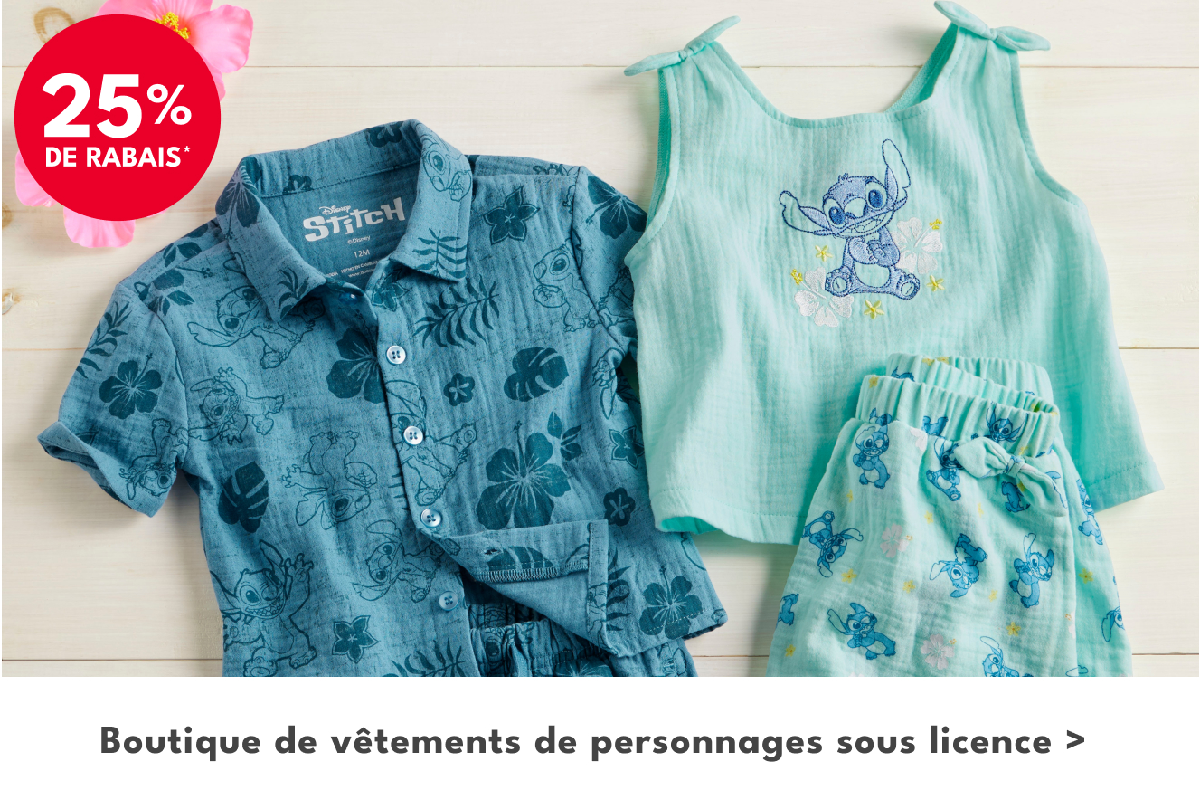 25% DE RABAIS* | Boutique de vêtements de personnages sous licence >