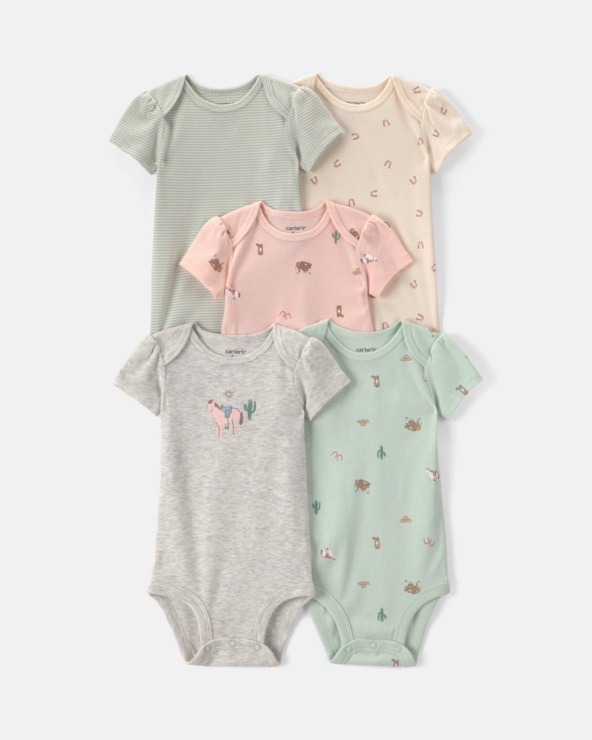 Baby Girl 5-Pack Western Multipack Bodysuits