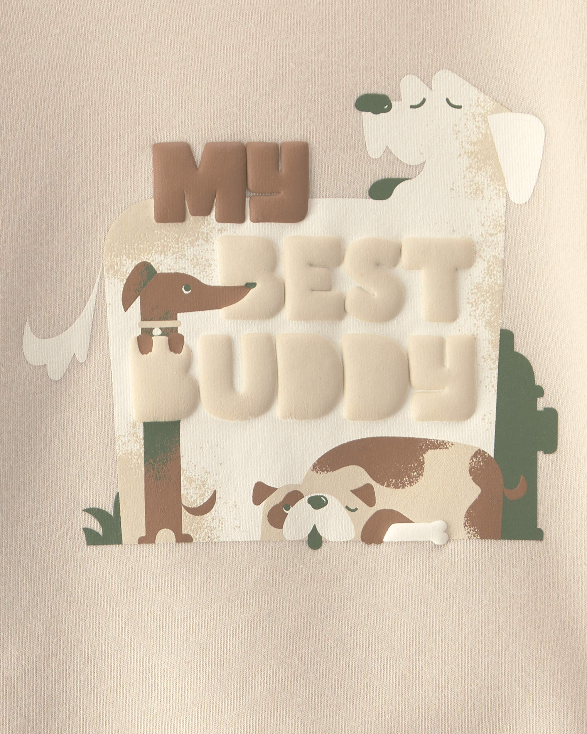 Baby Boy 2-Piece 'My Best Buddy' Dog Fleece Sweatshirt & Pant Set - Cream/Brown