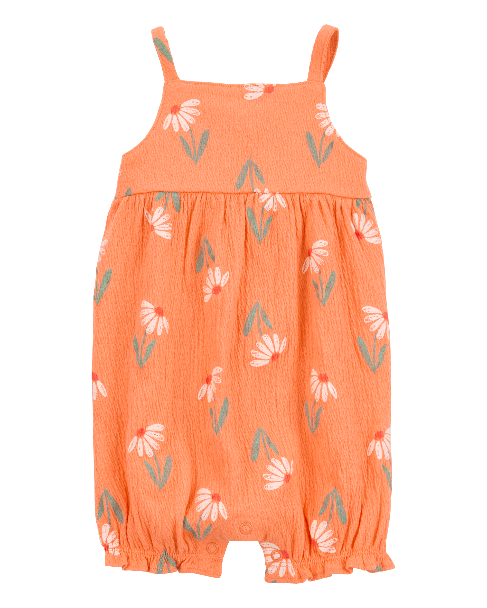 Baby Floral Tank Romper - Orange
