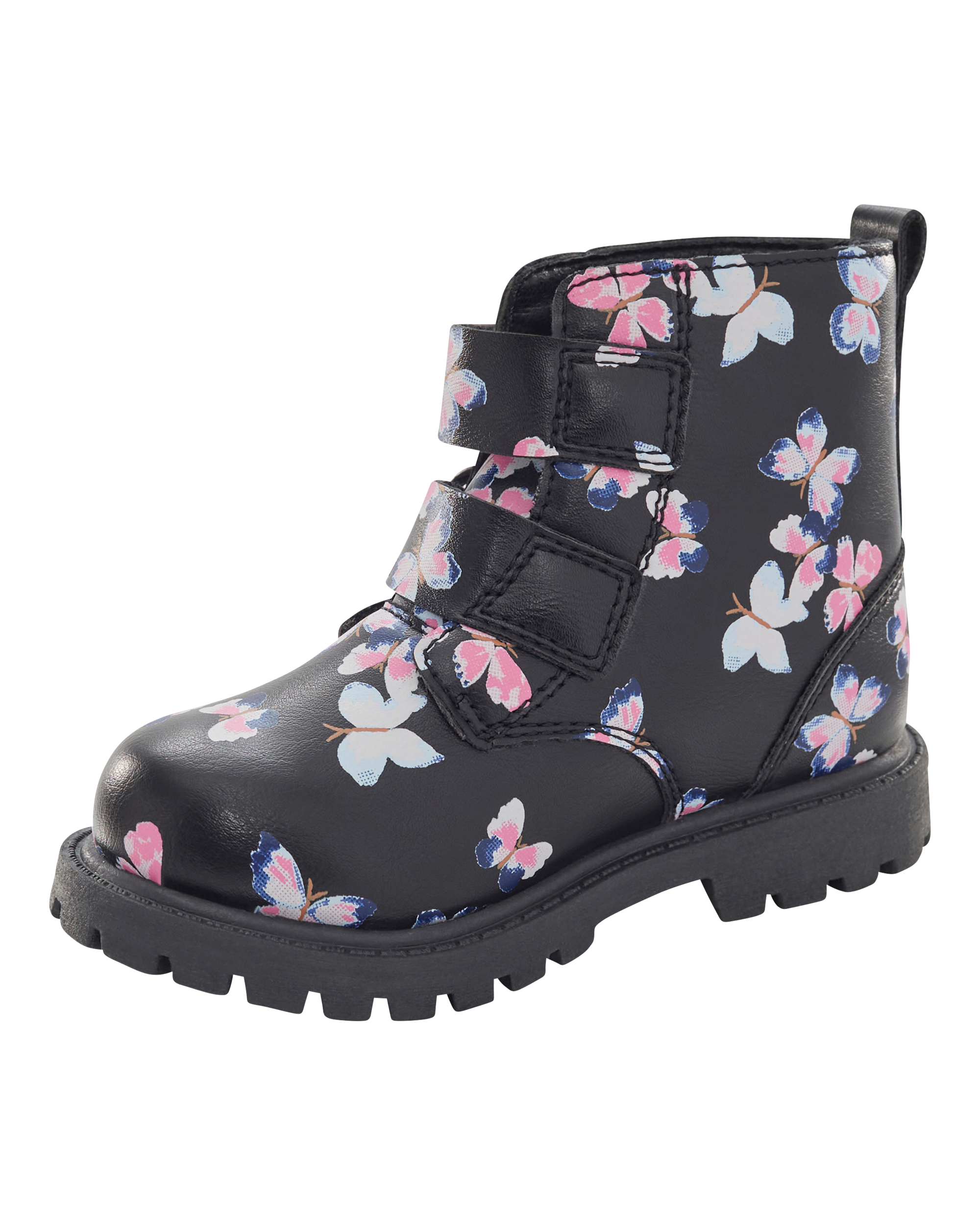 Toddler Girl Butterfly Heart Buckle Boots - Black