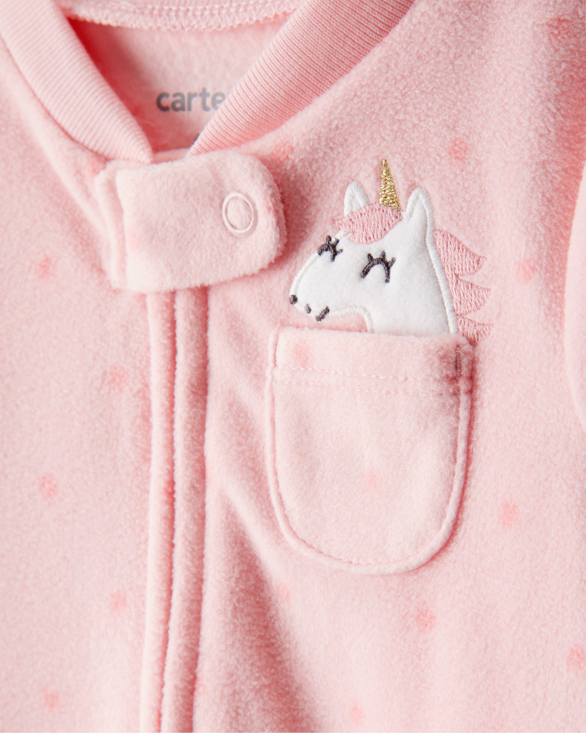 Baby Girl Unicorn Print Loose Fit Long-Sleeve Sleeper - Pink