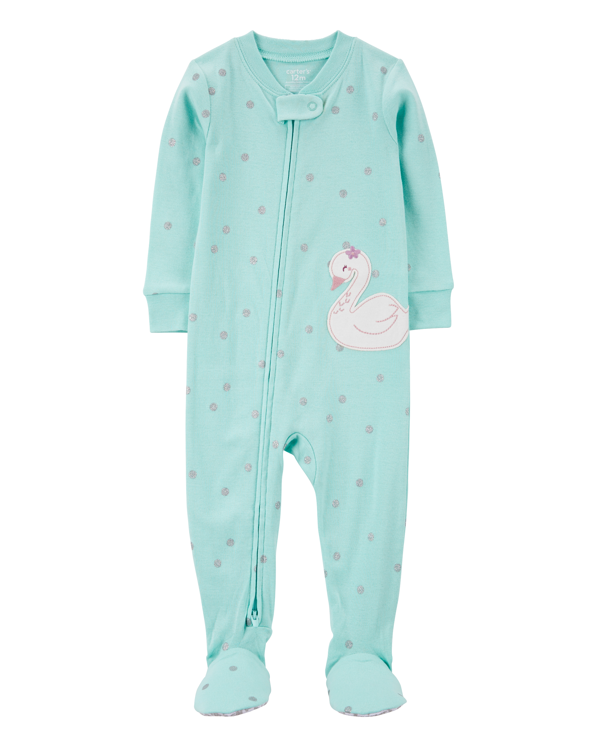 Toddler 1-Piece Swan Print 100% Snug Fit Cotton Footie Pyjamas
