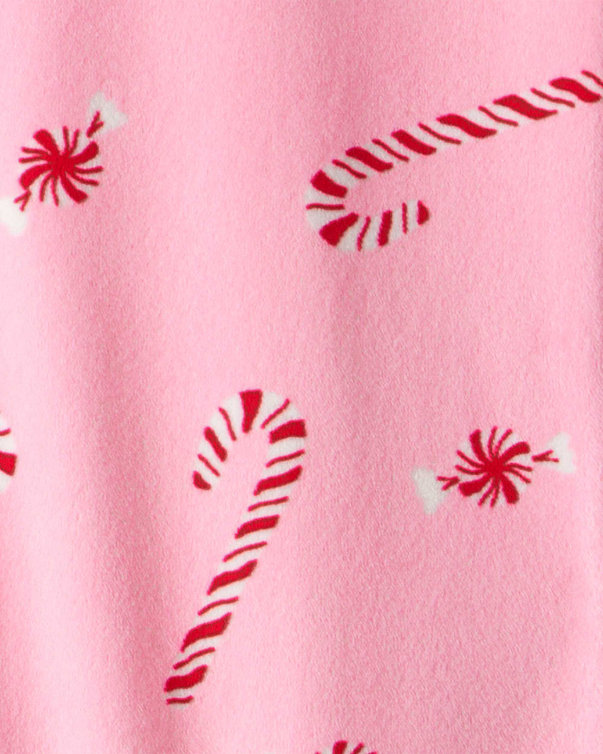 Baby Girl Peppermint Print Velour Long-Sleeve Loose Fit 1-Piece pyjamas - Pink