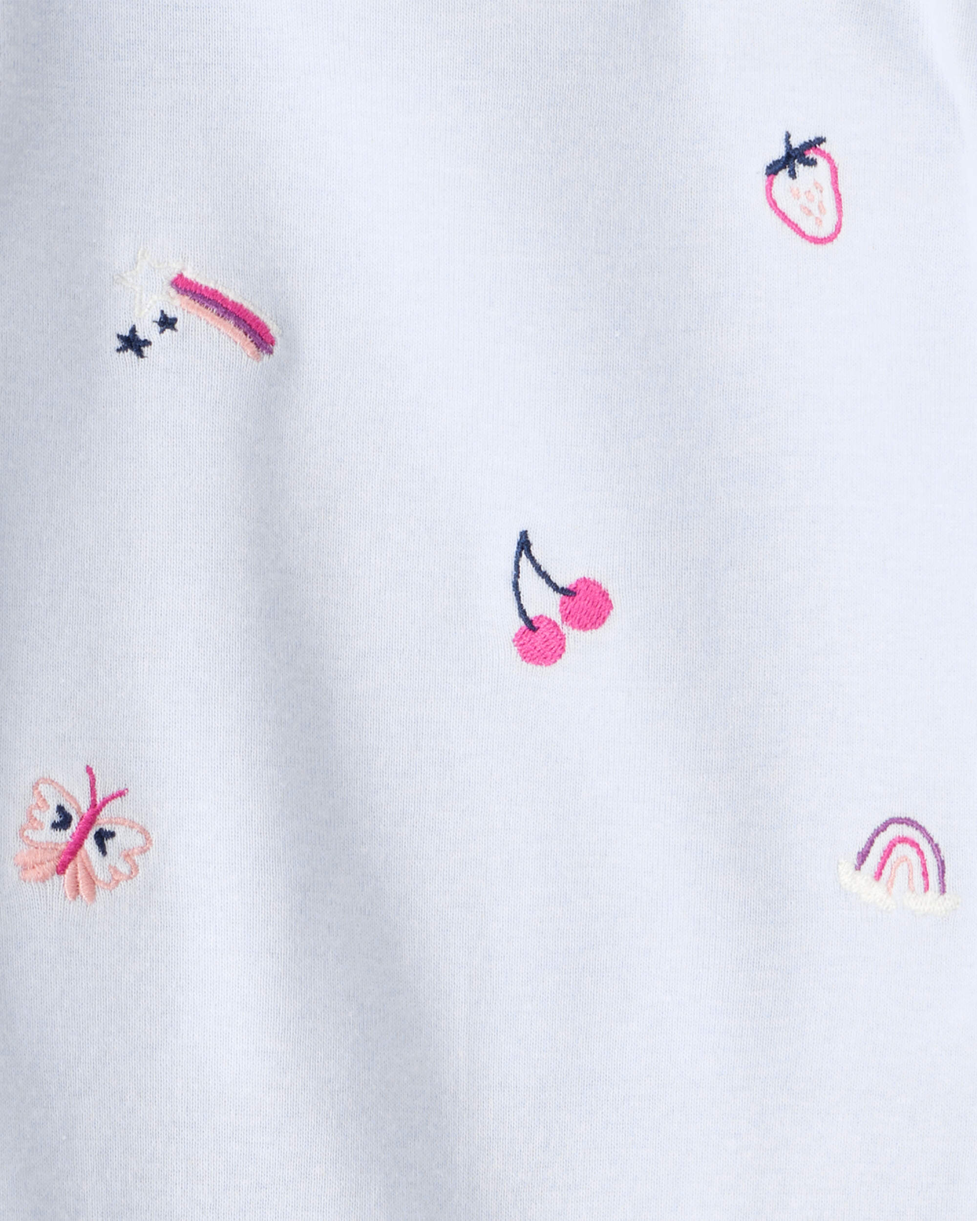 Baby Girl Fruit Print Cotton Long-Sleeve Tee & Pant Set - Blue