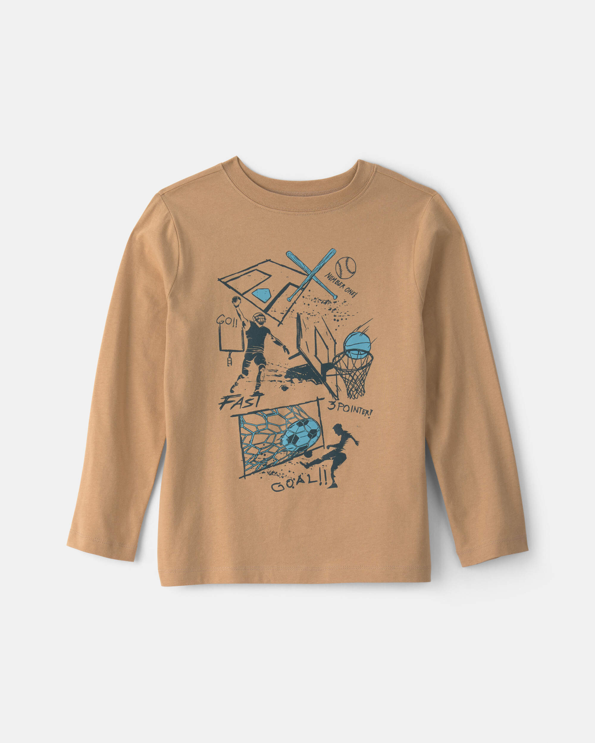Boys Soccer Long-Sleeve Graphic Tee - Brown