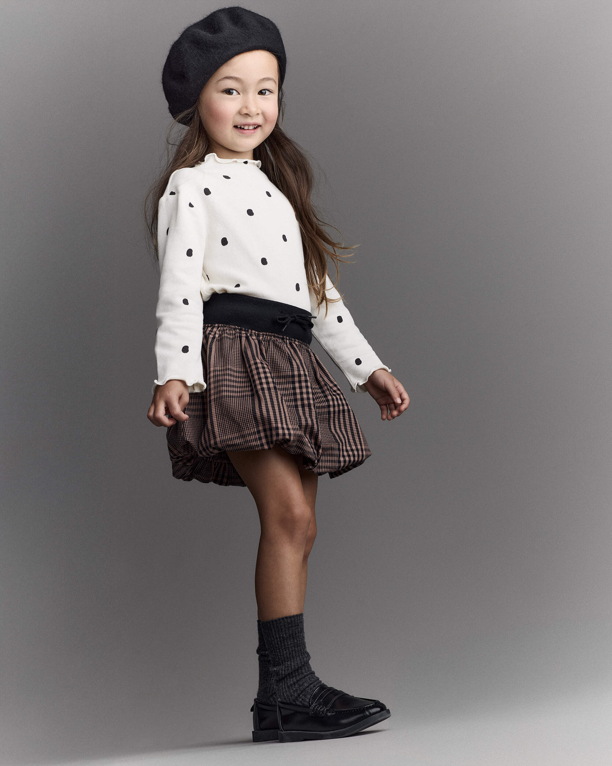 Toddler Girl Polka Dot Mock Neck Long-Sleeve Top - Ivory