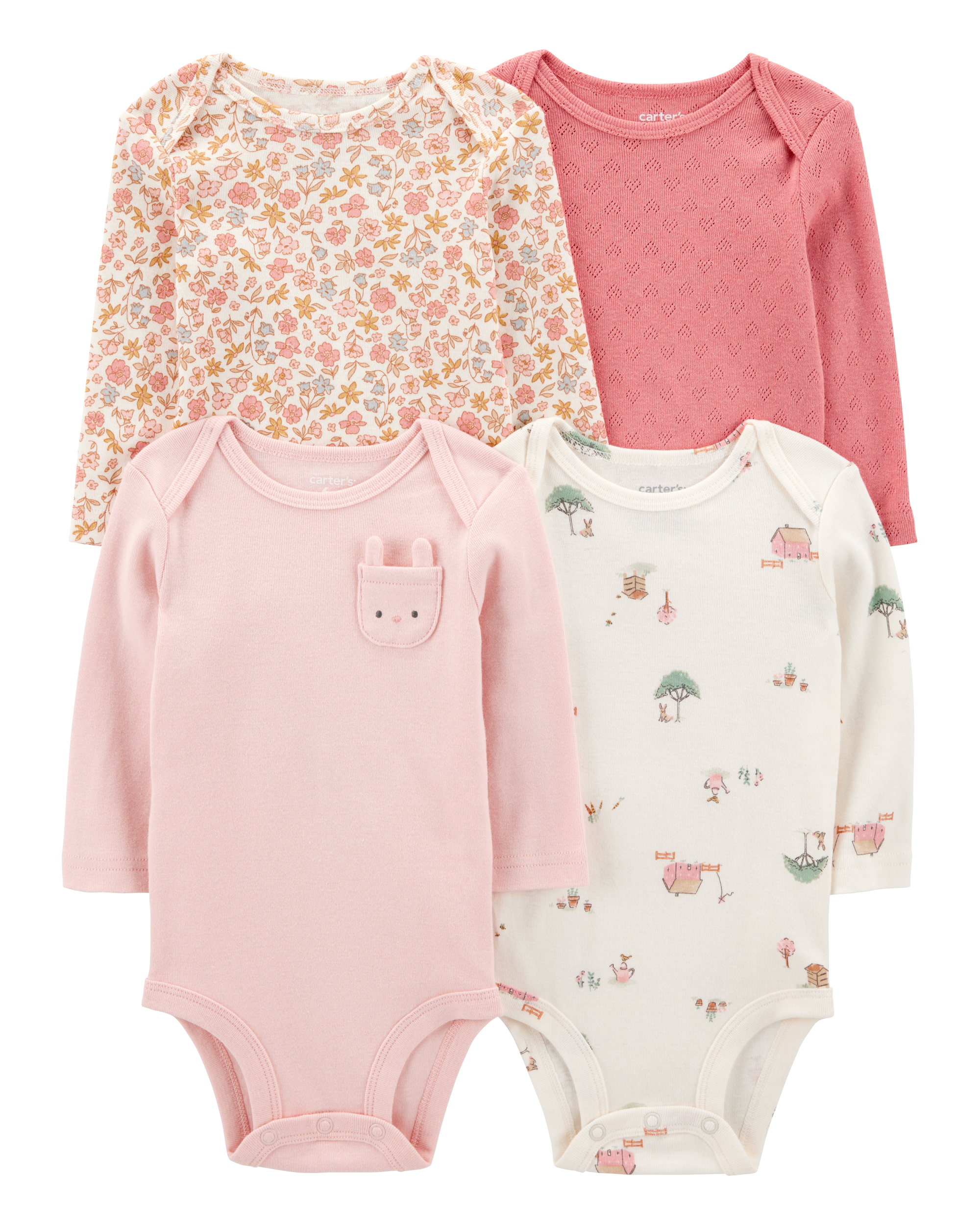 Baby Girl 4-Pack Original Long-Sleeve Bodysuits
