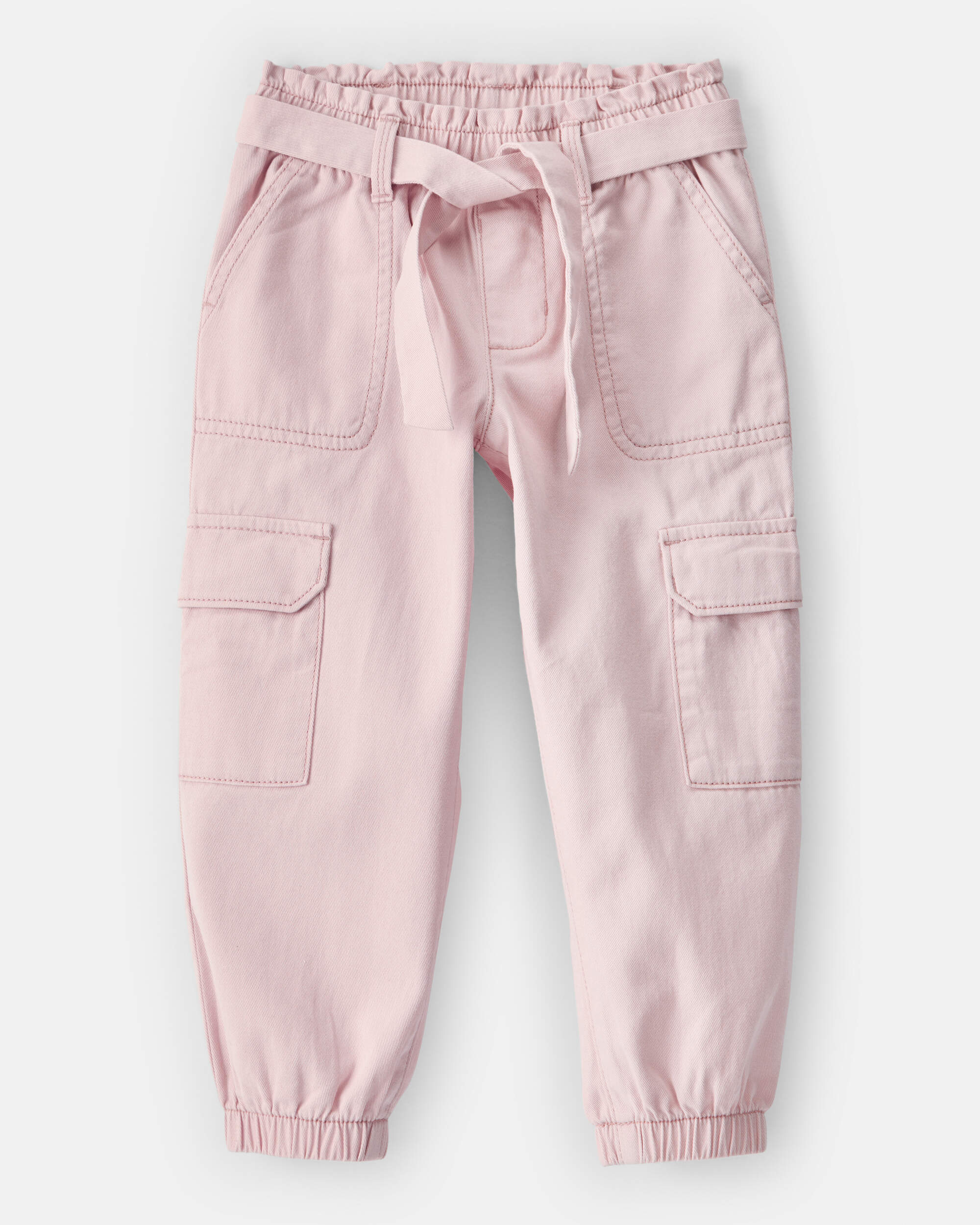 Toddler Girl Cotton Cargo Joggers - Pink