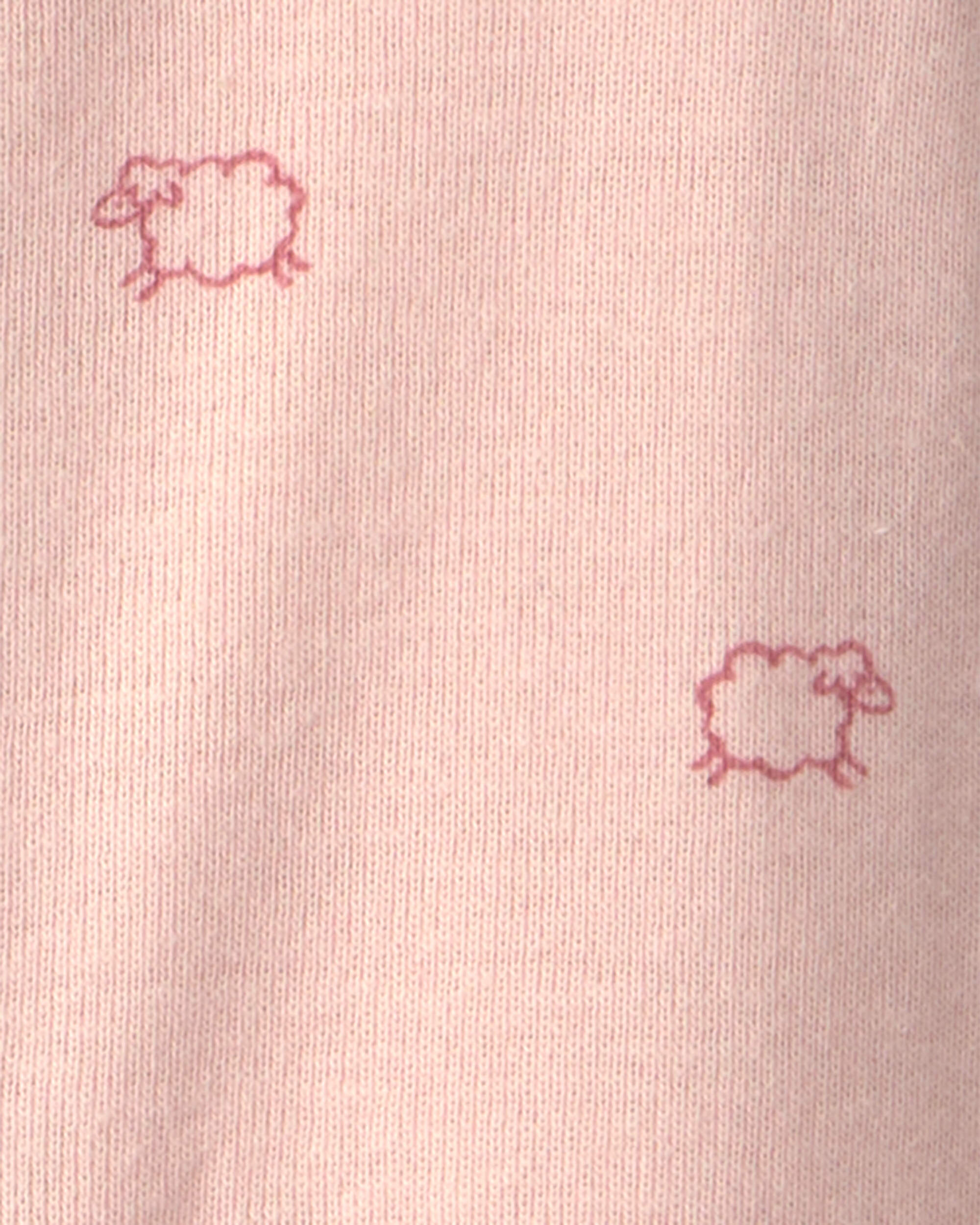 Baby Girl NICU Sheep Long-Sleeve Sleeper Gown - Pink