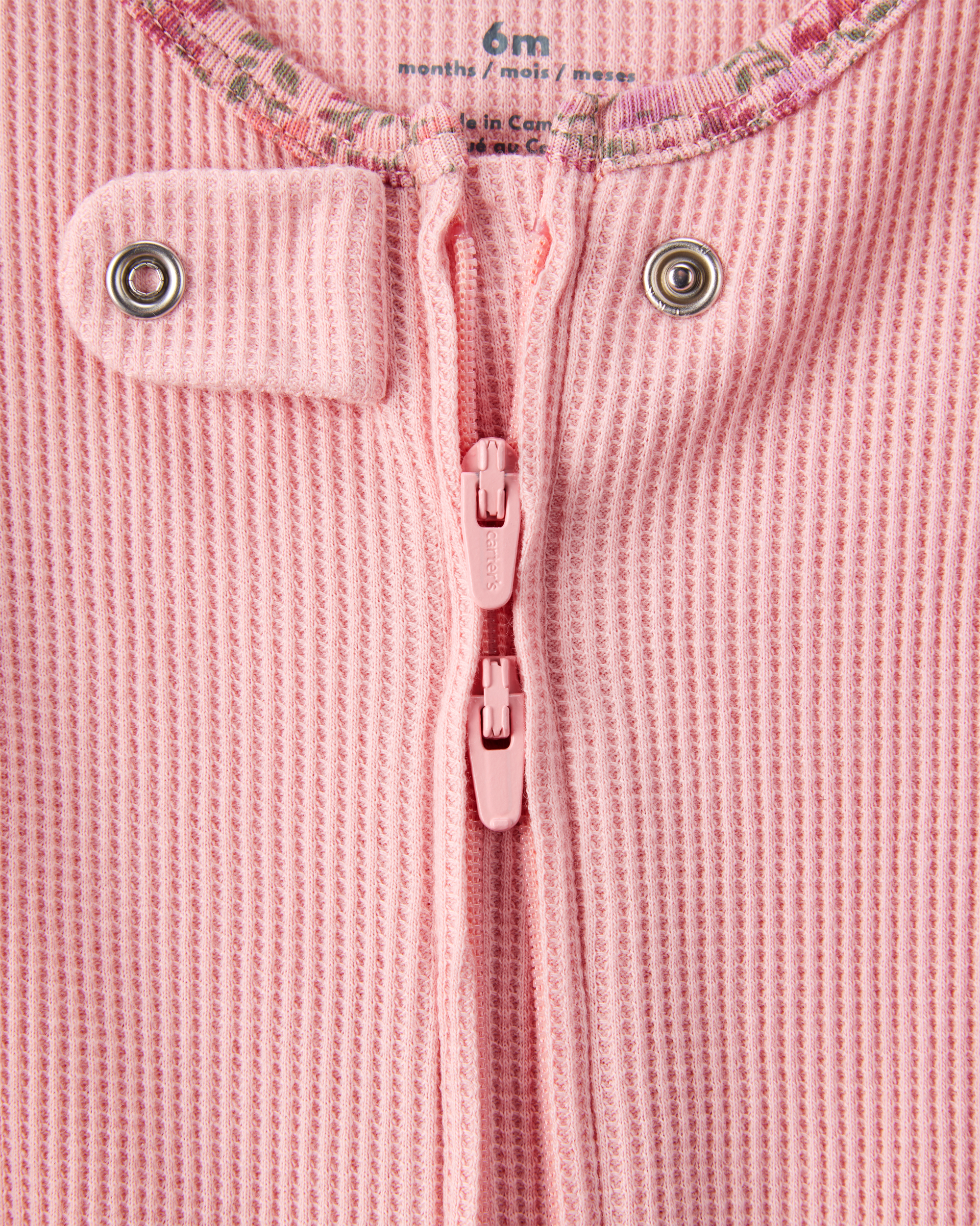 Baby Girl Cotton Long-Sleeve  2-Way Zip Sleeper - Pink