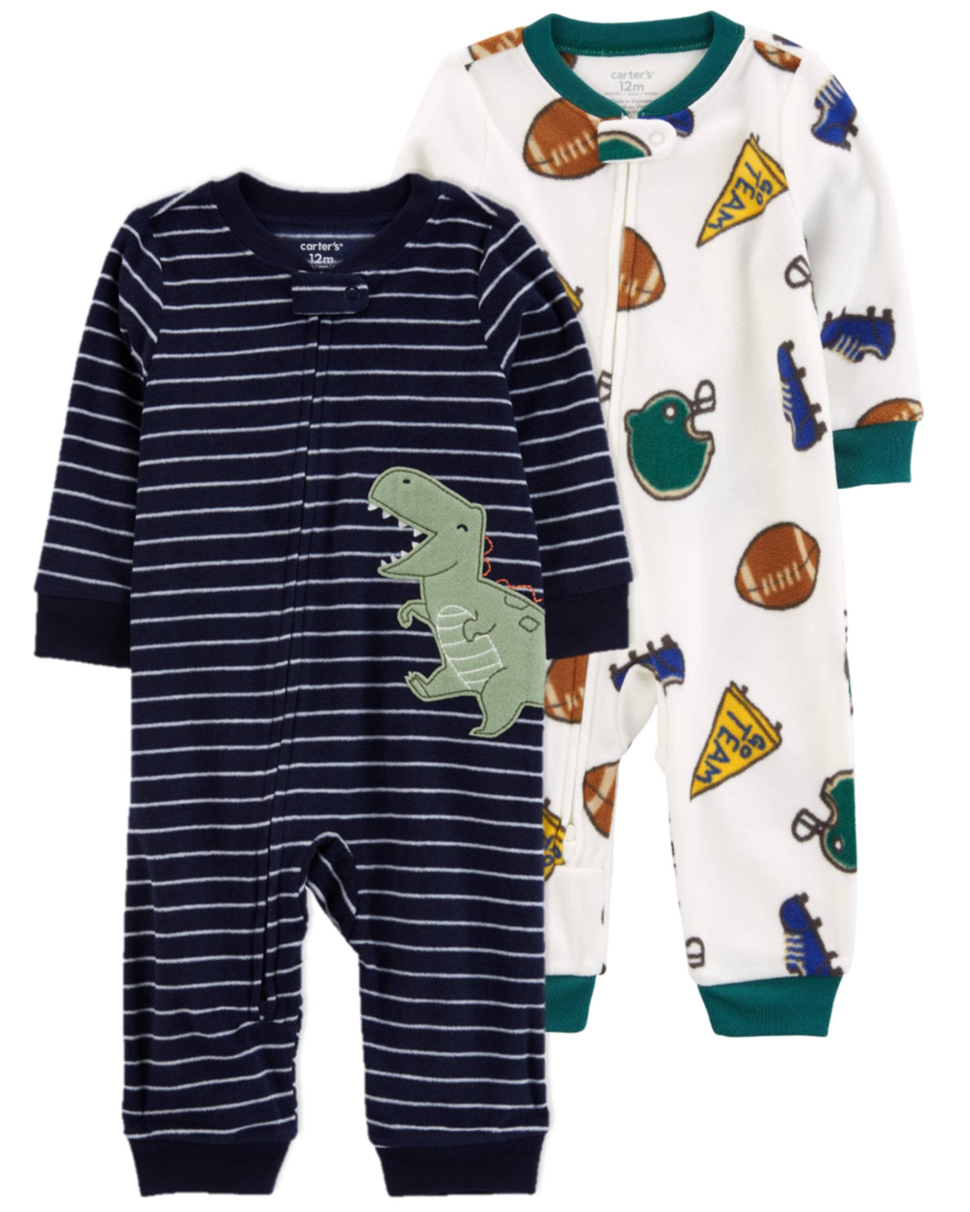 Navy Ivory Toddler 2 Pack Fleece Footless Pajamas Carter s Oshkosh Canada