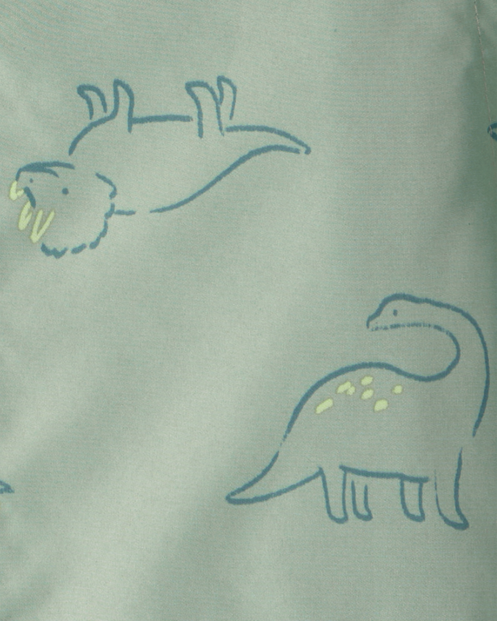 Toddler Boy Dinosaur Print Rain Jacket- Green