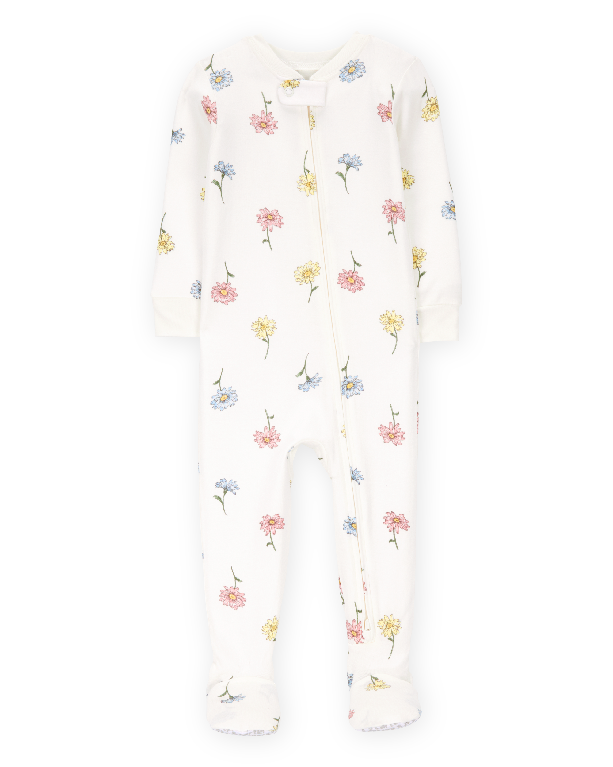 Baby Floral Print PurelySoft Footie 1-Piece Pyjamas - Ivory