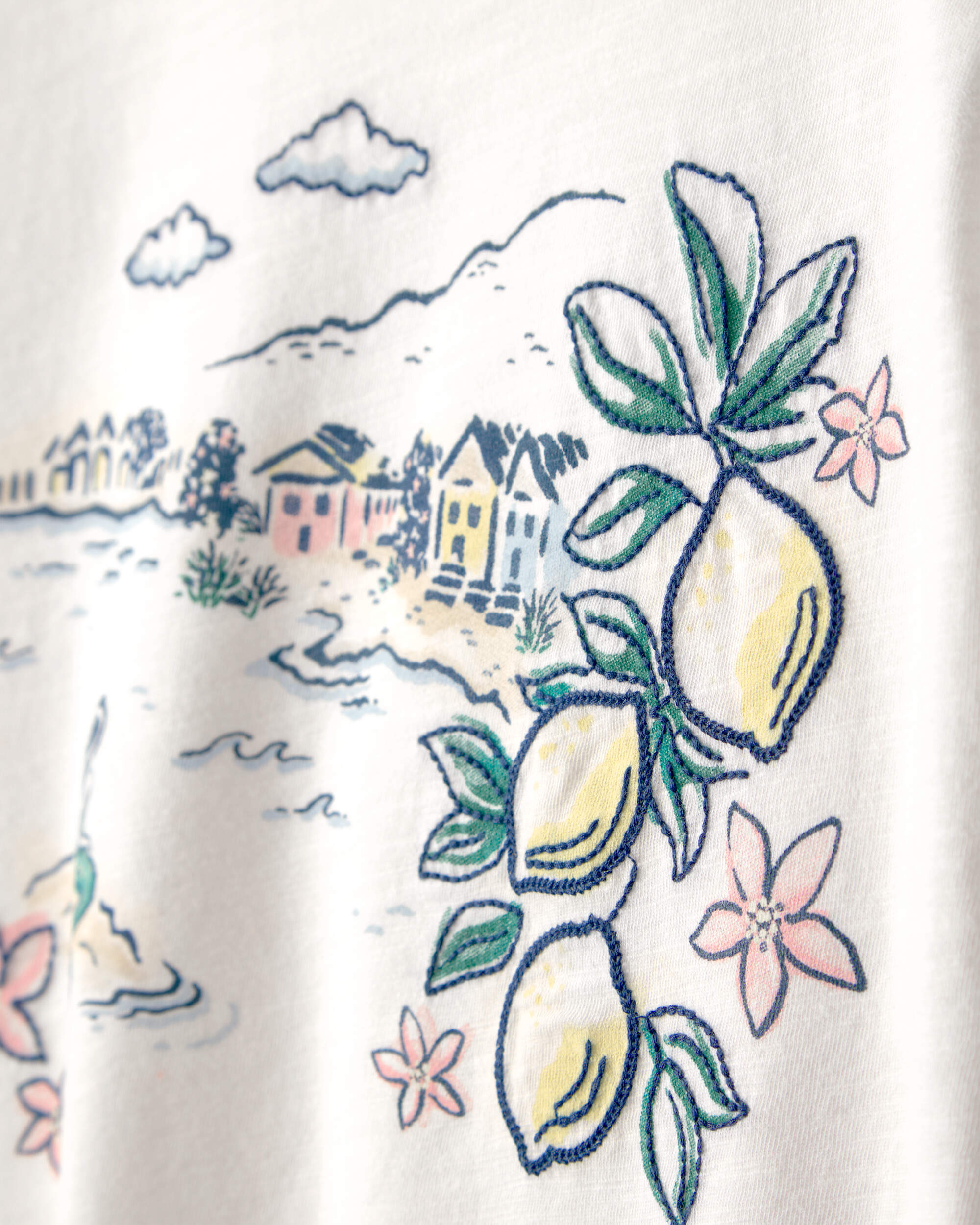 Girls Mermaid Landscape Top - White