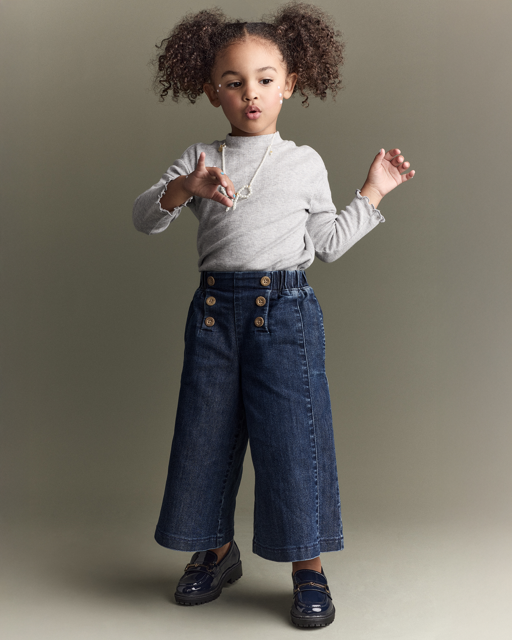 Toddler Girl Mock Neck Long-Sleeve Top - Heather Grey