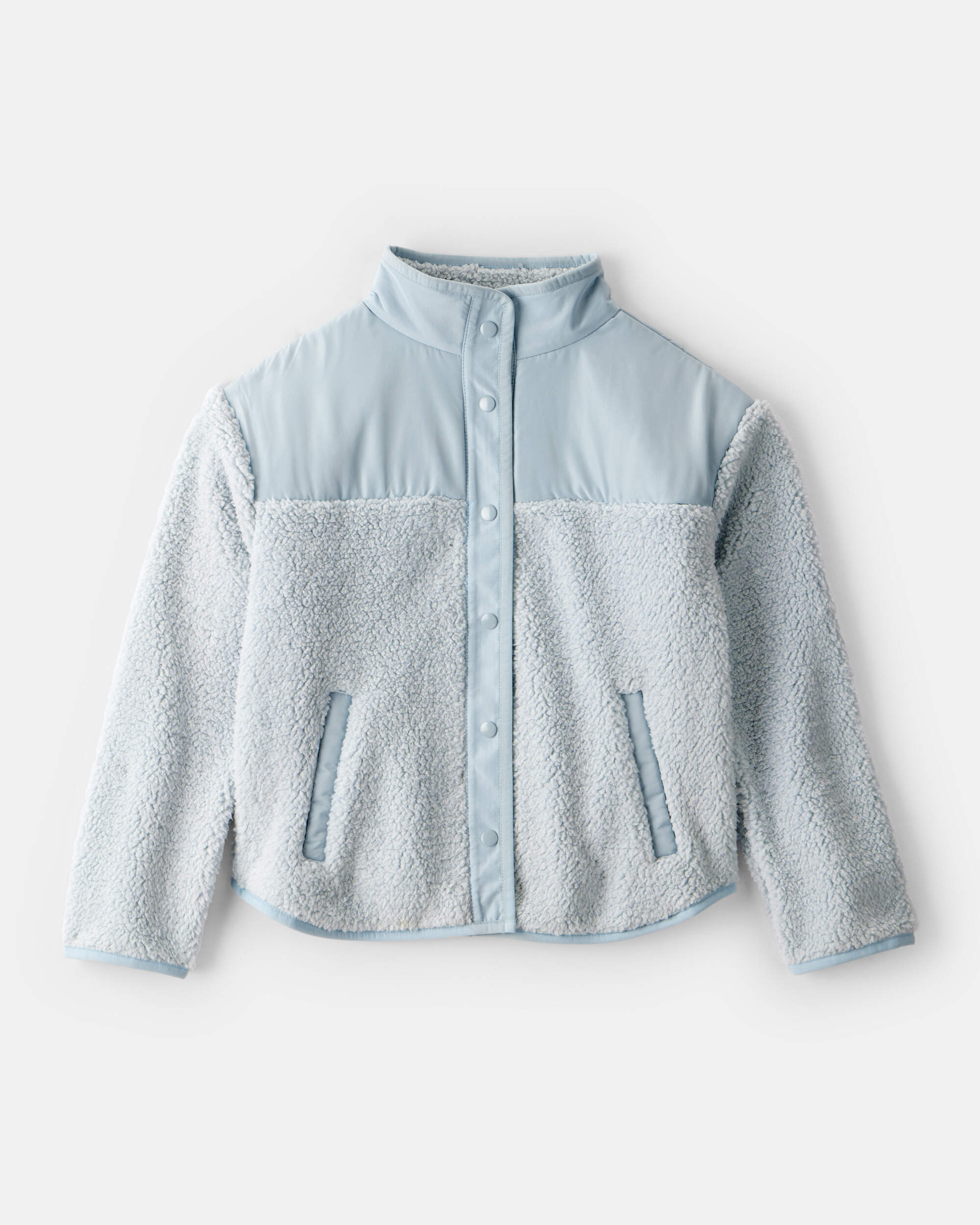 Girls Long-Sleeve Sherpa Jacket - Blue