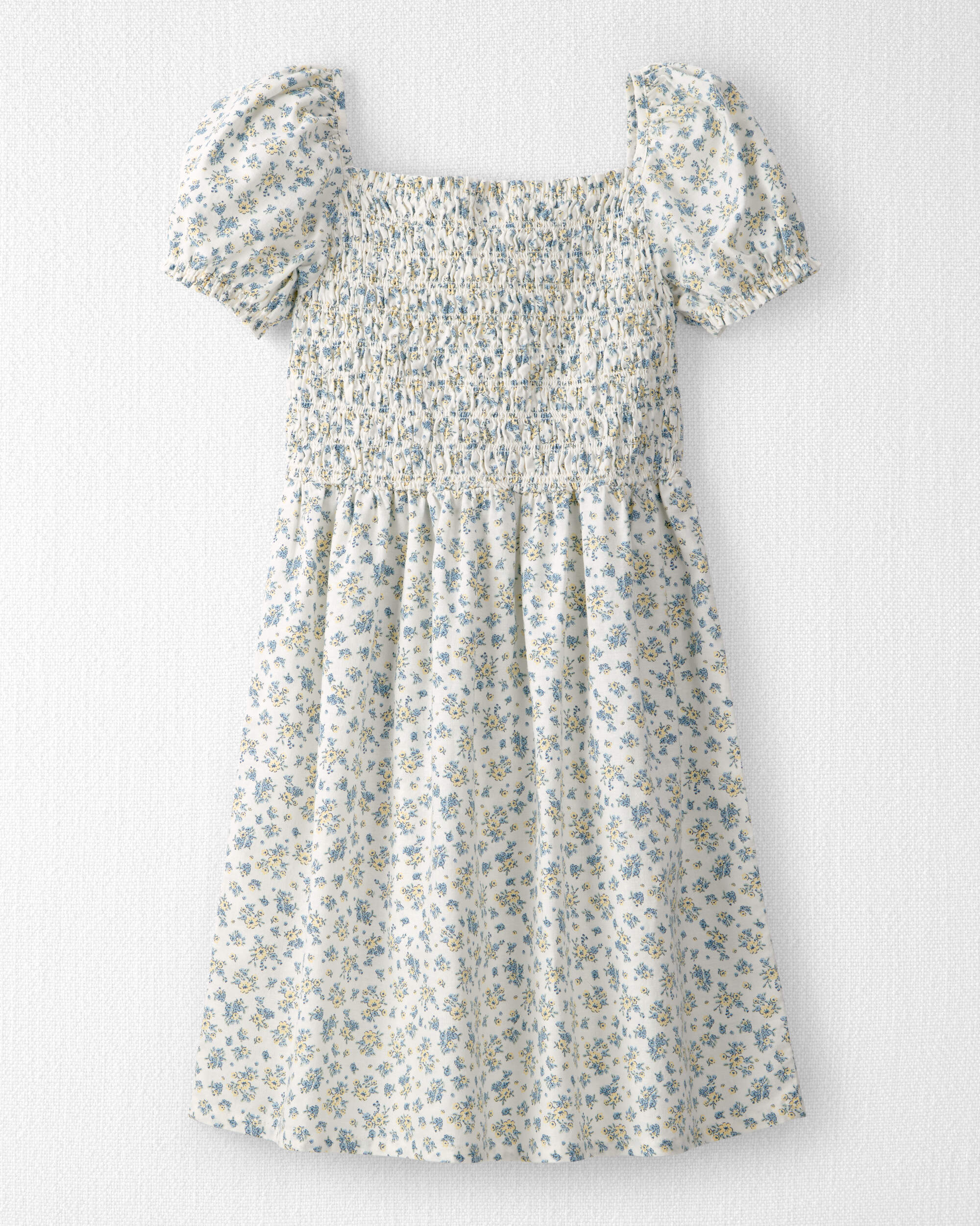 Girls Smocked Dress Made with Organic Cotton Spring Bloom Print