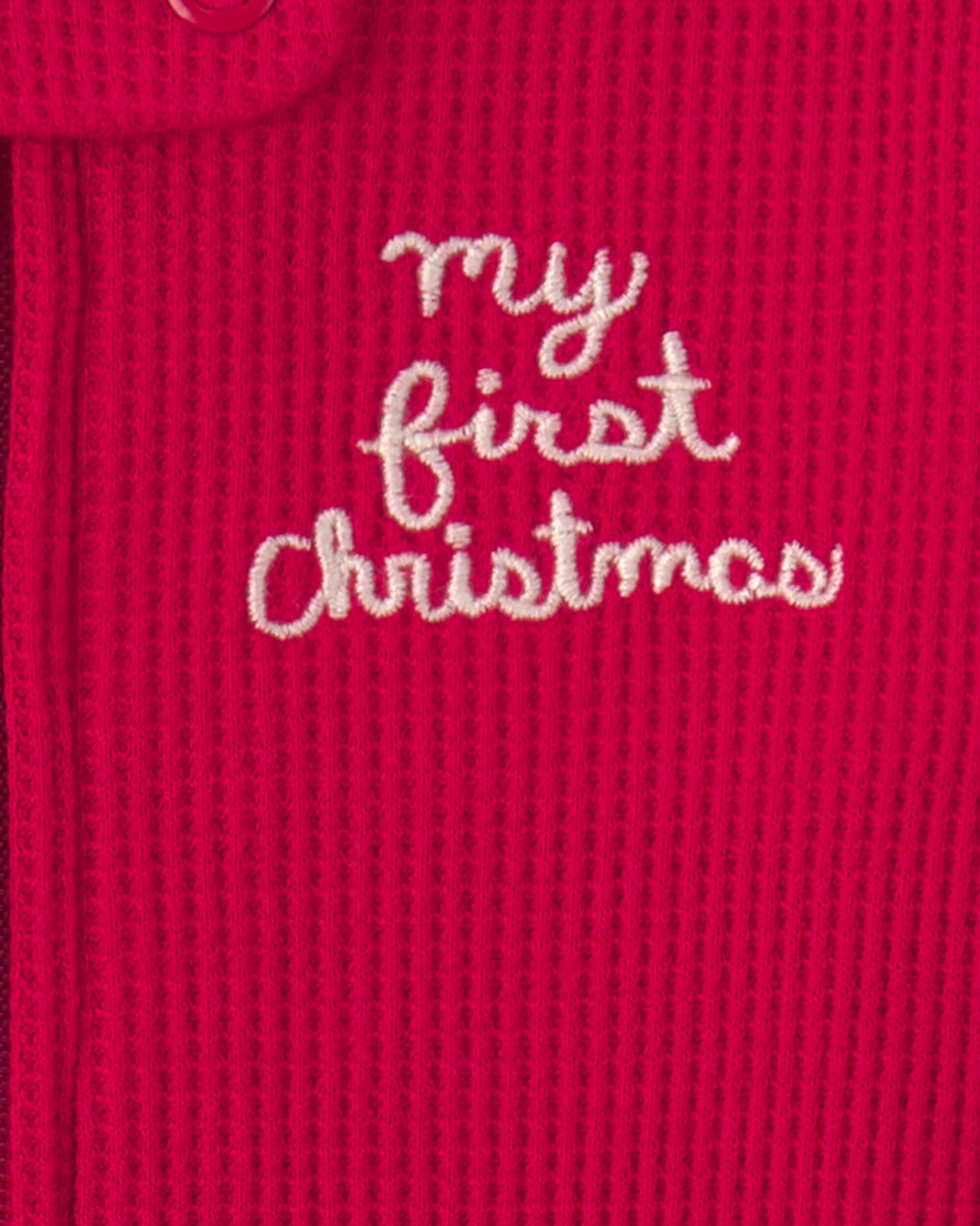 Baby My First Christmas' Cotton Thermal Sleeper - Red