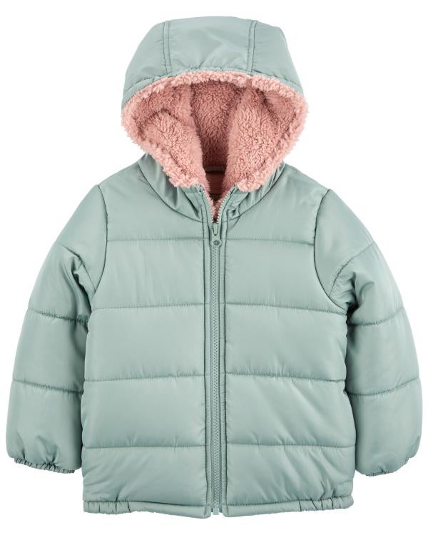 Fleece lined puffer jacket store