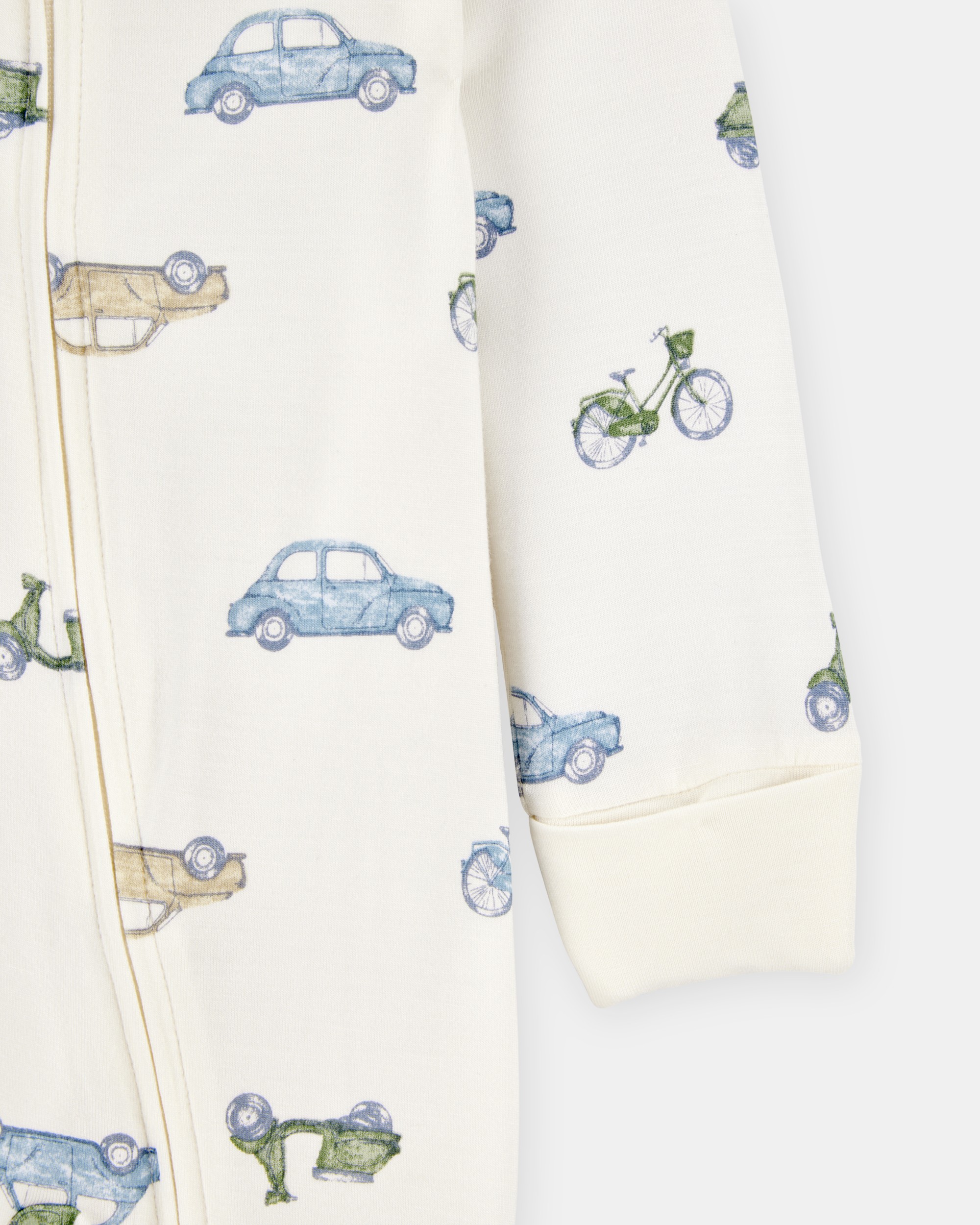 Baby Boy Car Print 2-Way Zip PurelySoft Sleeper Pyjamas - Ivory