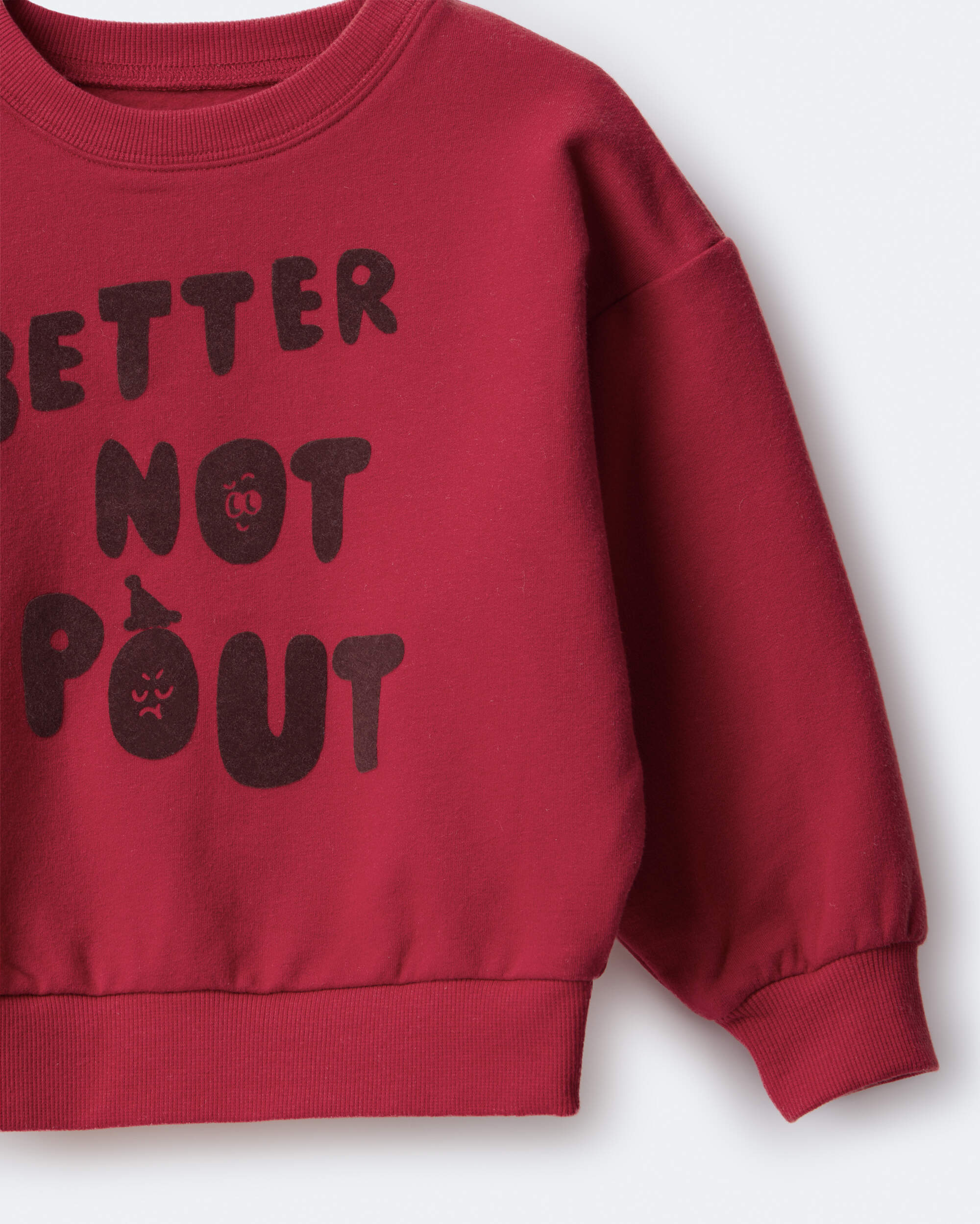 Toddler 'Better Not Pout' Dolman-Sleeve Sweatshirt - Red