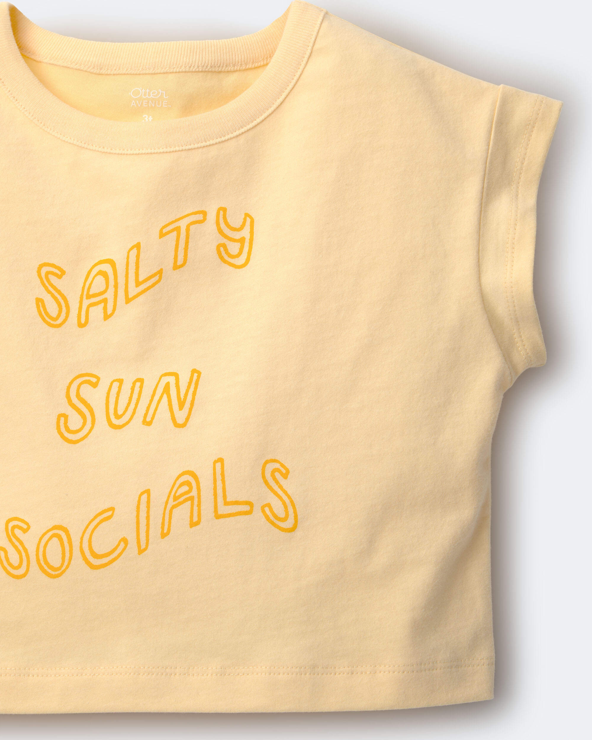 Toddler Girl 'Salty Sun Socials' Boxy Tee - Yellow