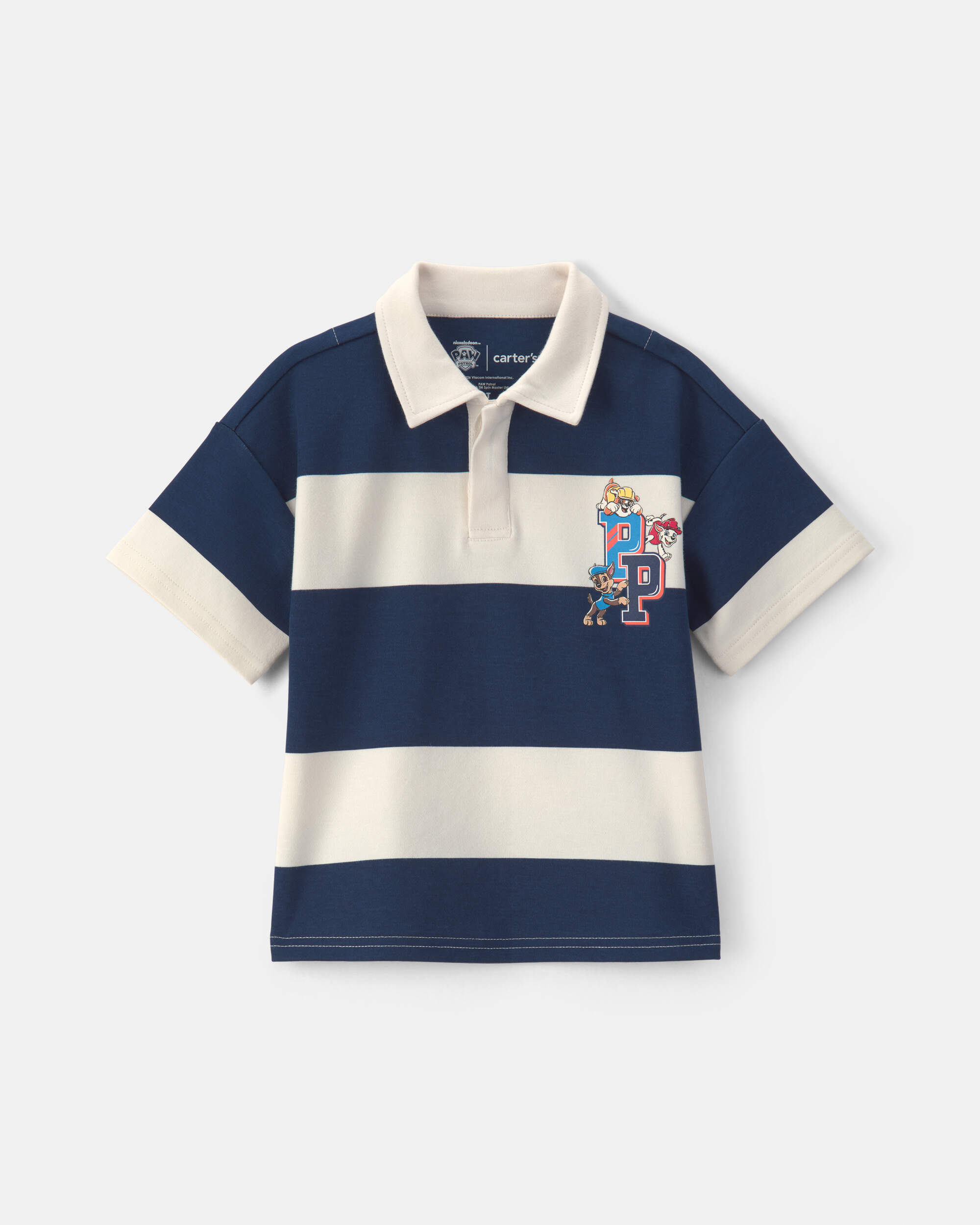Toddler Boy Paw Patrol® Striped Polo Shirt - Navy Blue/Cream