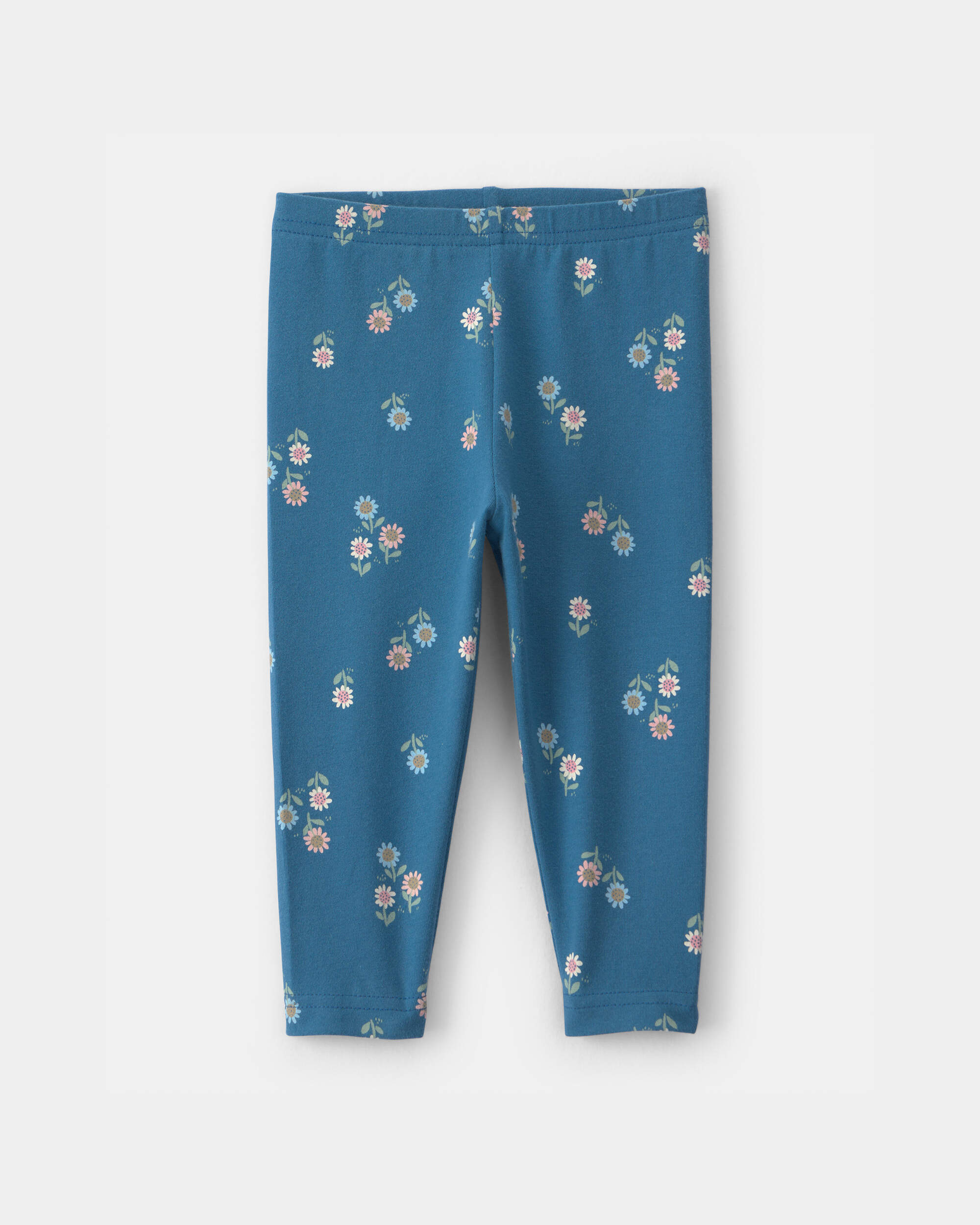 Baby Girl Floral Pull-On Stretch Leggings - Blue